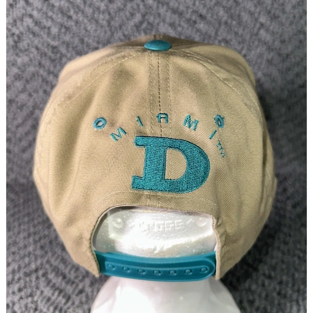 Vintage 90s Drew Pearson NFL Miami‎ Dolphins Snapback Hat Tan EUC VHTF - Picture 3 of 7